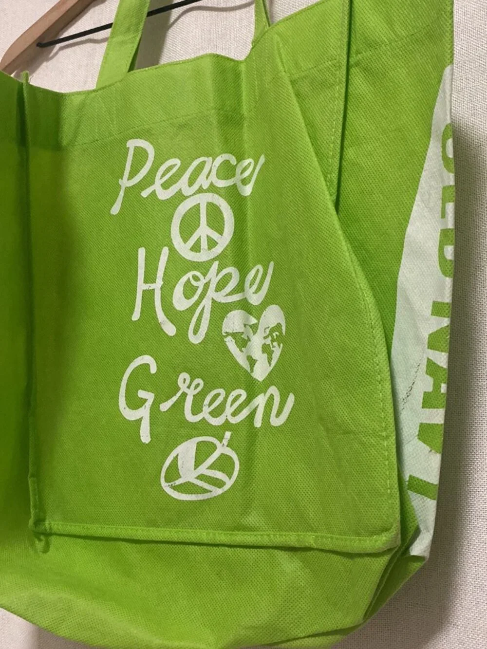 PEACE LOVE GREEN Vintage Old Navy Recycle Reusable Shopping Tote